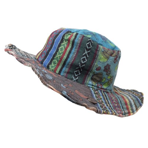 Gheri Cotton Patch Sun Hat - Blue/Green