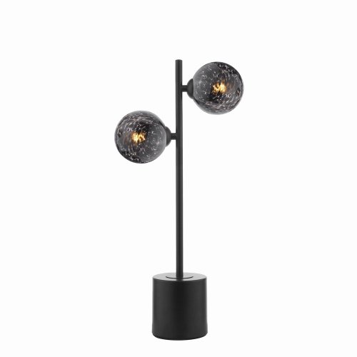 Dar Spiral 2 Light Table Lamp Matt Black with Black Confetti Glass