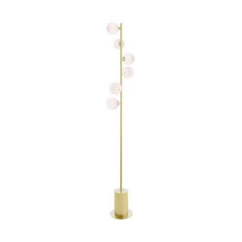 Dar Spiral 6 Light Floor Lamp Matt Gold with White Confetti Glass