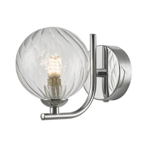 Dar Cradle Wall Light Polished Chrome with Twisted Closed Glass