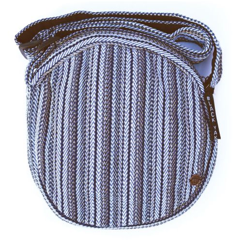 Medium Herringbone Circle Bag - Blue Cream