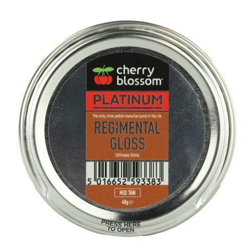 Cherry Blossom Platinum Regimental Gloss Shoe Polish 40g - Mid Tan