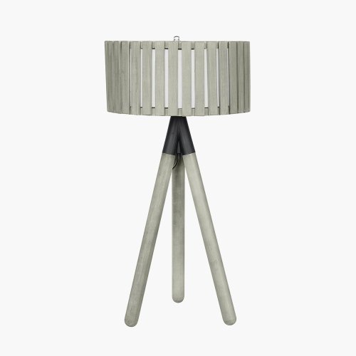 Pacific Lifestyle Rabanne Slatted Antique Wood Tripod Table Lamp