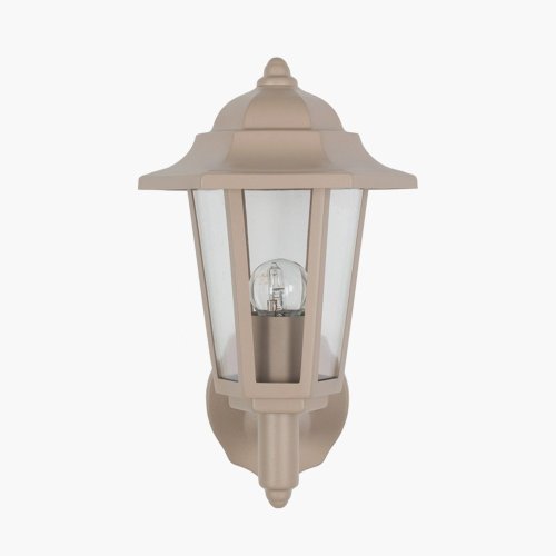 Pacific Lifestyle Azalea Taupe Metal Hex Lantern Wall Uplighter