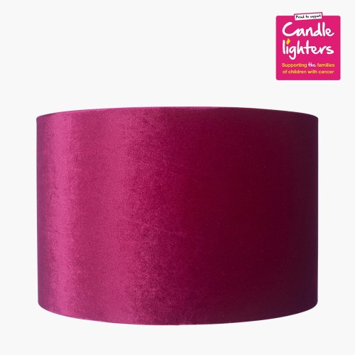 Pacific Lifestyle Bow Velvet Cylinder Lampshade 45cm - Raspberry