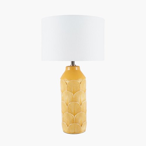 Pacific Lifestyle Bethan Embossed Ceramic Table Lamp - Mustard