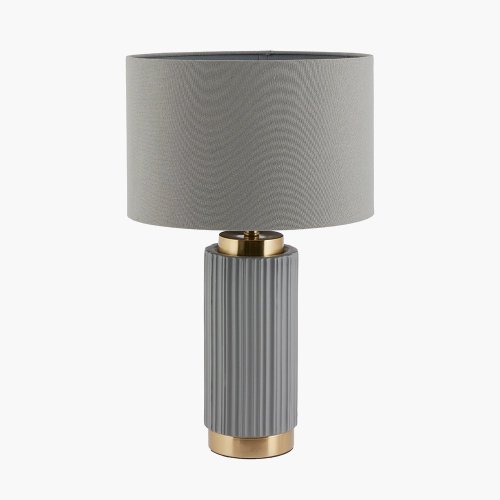 Pacific Lifestyle Ionic Grey Textured Ceramic and Gold Metal Table Lamp
