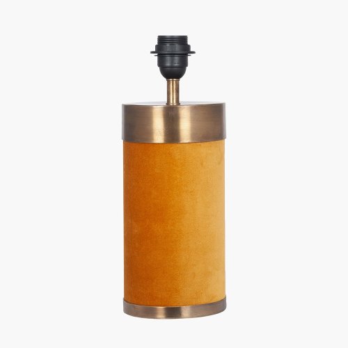Pacific Lifestyle Dempsey Velvet and Antique Gold Metal Table Lamp Base - Mustard
