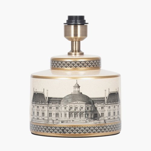 Pacific Lifestyle Wren Black and Cream Building Print Ceramic Table Lamp Base