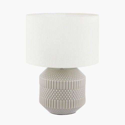 Pacific Lifestyle Meribel Geo Textured Ceramic Table Lamp - Grey