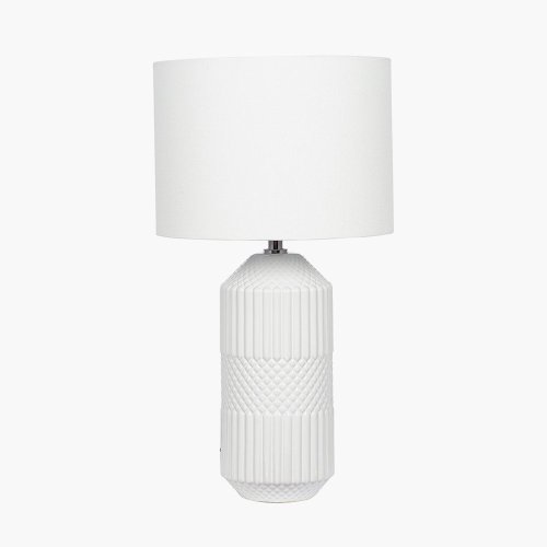 Pacific Lifestyle Meribel Geo Textured Tall Ceramic Table Lamp - White