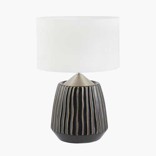 Pacific Lifestyle Artemis Black Textured Ceramic and Brushed Silver Table Lamp