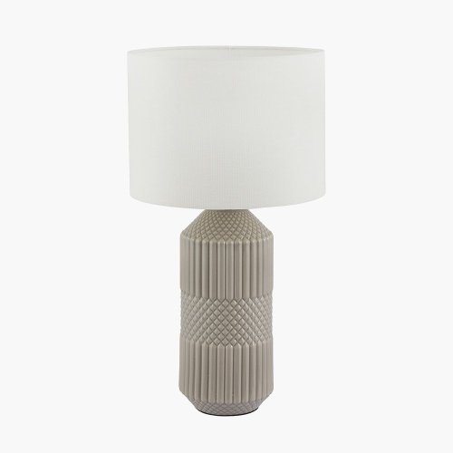 Pacific Lifestyle Meribel Geo Textured Tall Ceramic Table Lamp - Grey