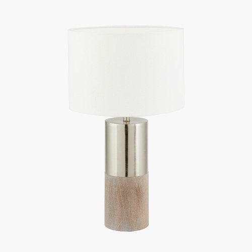 Pacific Lifestyle Etosha Table Lamp - Grey Wood and Silver Metal