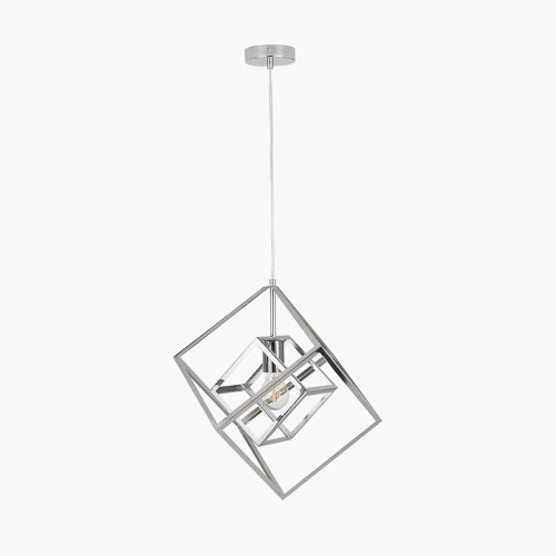 Pacific Lifestyle Alessio Metal Cube Pendant - Shiny Nickel