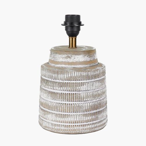 Pacific Lifestyle Paihia White Wash Wood Textured Short Table Lamp Base