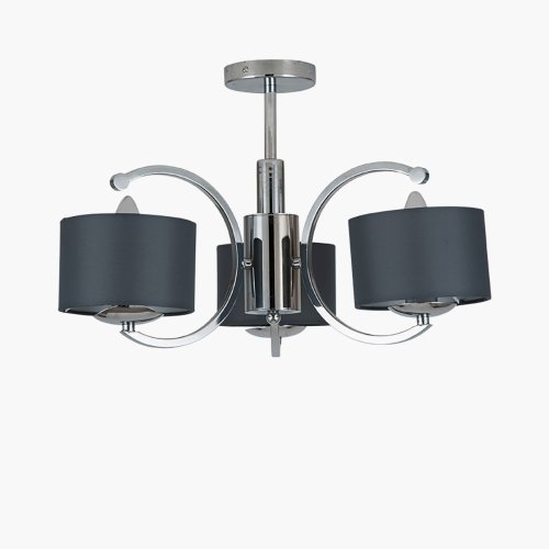 Pacific Lifestyle Arcadia Metal Curved 3 Arm Semi Flush Pendant - Silver