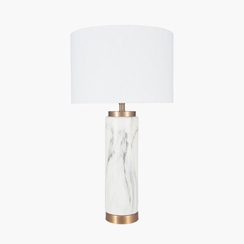 Pacific Lifestyle Carrara Ceramic Tall Table Lamp - Marble Effect