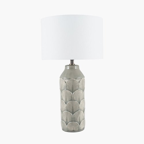 Pacific Lifestyle Bethan Embossed Ceramic Table Lamp - Grey