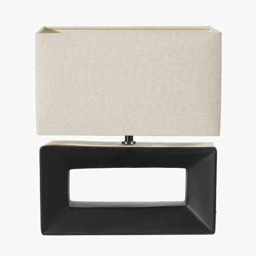 Pacific Lifestyle Block Ceramic Rectangular Table Lamp - Black