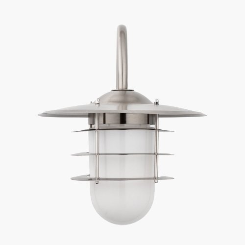 Pacific Lifestyle Centauri Metal and Opaque Glass Wall Light - Brushed Steel