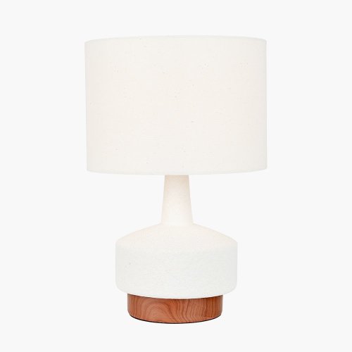 Pacific Lifestyle Elio White and Wood Effect Textured Ceramic Table Lamp