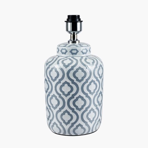 Pacific Lifestyle Celia Grey and White Pattern Ceramic Table Lamp Base