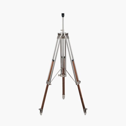 Pacific Lifestyle Port Nickel and Wood Tripod Floor Lamp Base