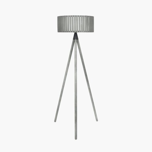 Pacific Lifestyle Rabanne Slatted Antique Wood Tripod Floor Lamp