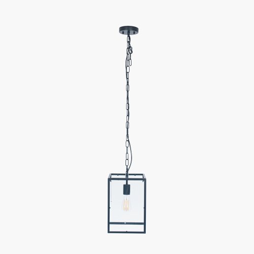 Pacific Lifestyle Llewellyn Matt Black Metal and Glass Pendant