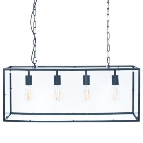 Pacific Lifestyle Llewellyn Matt Black Metal and Glass 4 Bulb Pendant