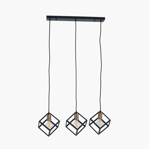 Pacific Lifestyle Alessio Metal 3 Cube Pendant - Matt Black