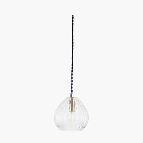 Pacific Lifestyle Ella Clear Ribbed Glass Teardrop Pendant