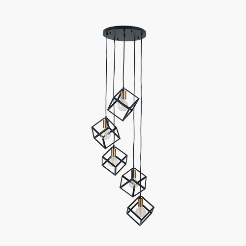 Pacific Lifestyle Alessio Metal 5 Cube Pendant - Matt Black