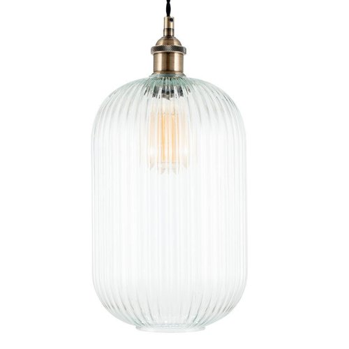 Pacific Lifestyle Abigail Clear Ribbed Glass Tall Pendant