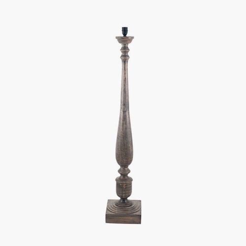 Pacific Lifestyle Alia Grey Wash Turned Mango Wood Floor Lamp Base