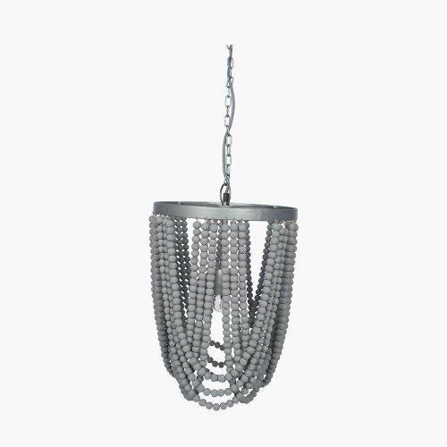 Pacific Lifestyle Bonneval Grey Wash Wood Bead Sash Pendant