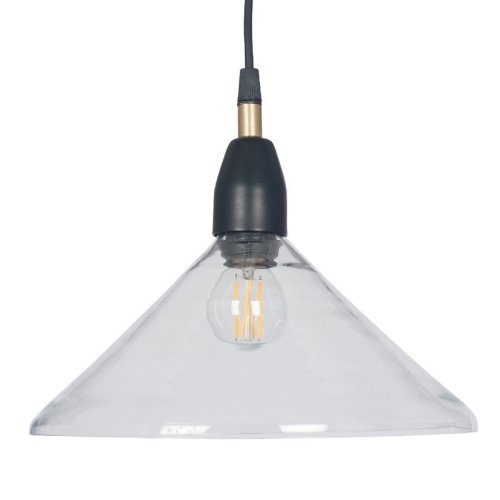 Pacific Lifestyle Canton Matt Black Metal and Glass Cone Pendant