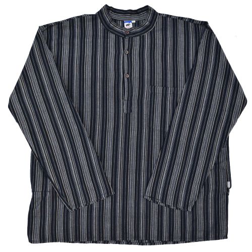 Light weight - Striped Cotton Shirt - Black Fine Stripe
