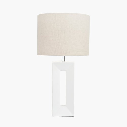 Pacific Lifestyle Block Ceramic Tall Table Lamp - White