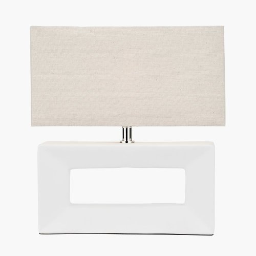 Pacific Lifestyle Block Ceramic Rectangular Table Lamp - White
