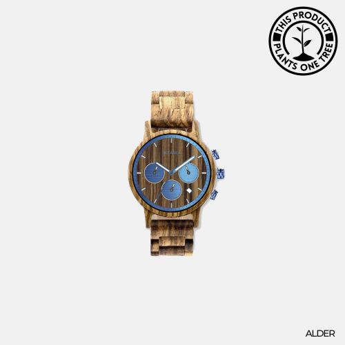 Alder Woodlink Zebrano Wood Mens Watch - Botanica