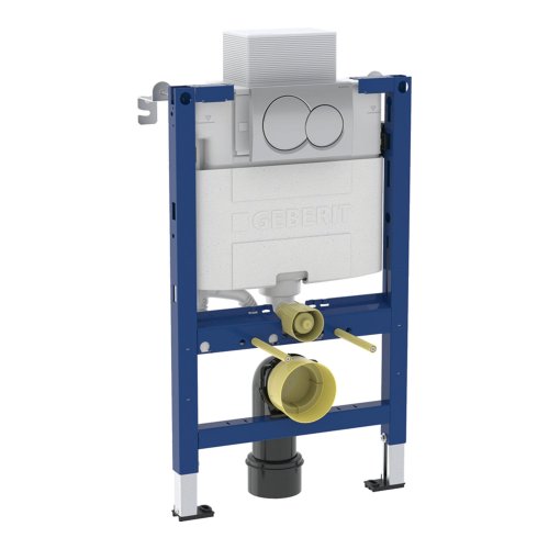 Geberit Alpha 820mm Frame & Cistern for Wall-Hung WC with Alpha01 Round Flush Plate