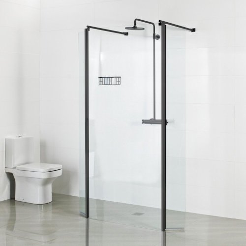Roman Haven Select 1200mm Linear Wetroom Panel (10mm) - Matt Black