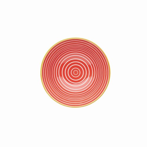 KitchenCraft Ceramic Bowl 16cm - Red Swirl and Black Spots