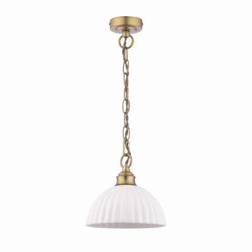 Laura Ashley Durford Pendant Matt Antique Brass and White Ceramic