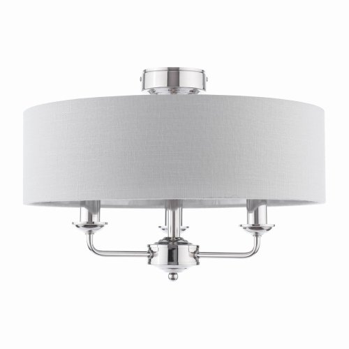 Laura Ashley Sorrento 3 Light Semi-Flush Polished Nickel with Silver Shade