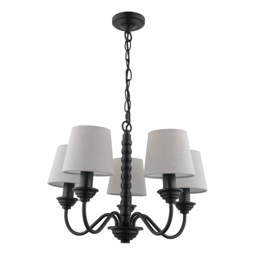 Laura Ashley Norbury 5 Light Armed Pendant Matt Black with Shade