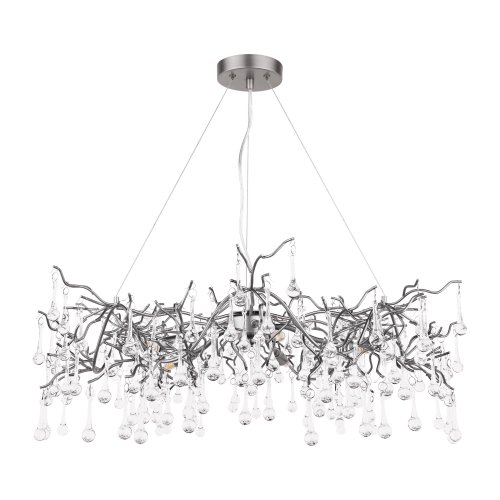 Laura Ashley Willow 5 Light Pendant Satin Pewter and Crystal