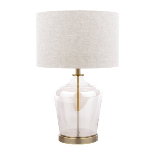 Laura Ashley Ockley Table Lamp Antique Brass and Champagne Glass with Shade
